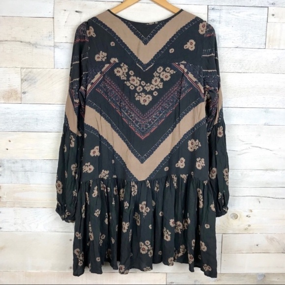 Free People Floral Button Long Sleeve Tunic Small - Picture 4 of 6